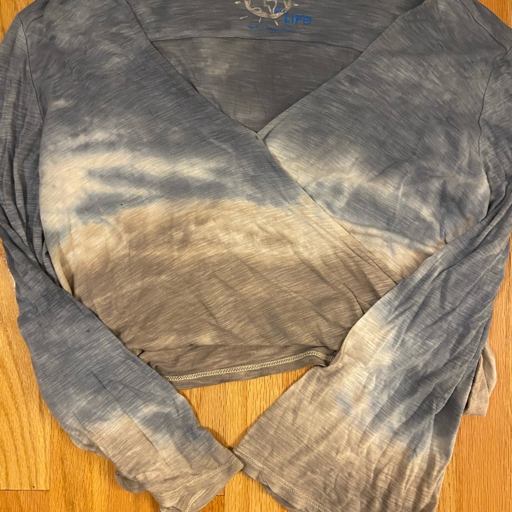 Planet blue wrap shirt